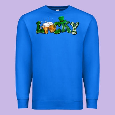 Lucky With Beer St. Patricks Day Premium Sweatshirt Designed By Howdyjamesfarm