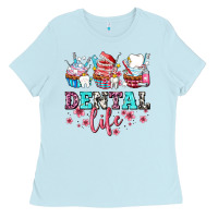 Baby Blue dental life with cupcakes Ladies Tee - AdoDesignShop