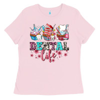 Bubblegum Pink dental life with cupcakes Ladies Tee - AdoDesignShop