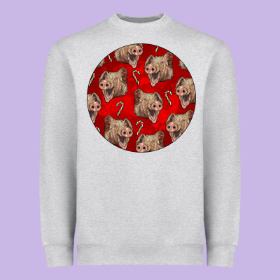 Christmas Pig Heavyweight Sweatshirt Designed By Lillyallendesigns