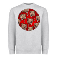 Heather Grey christmas pig Heavyweight Sweatshirt - LillyAllenDesigns