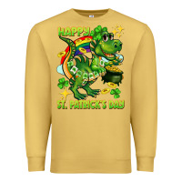 Antique Gold Happy St. Patrick's Day T-rex Premium Sweatshirt - CowGirlArtShop
