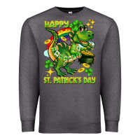 Charcoal Heather Happy St. Patrick's Day T-rex Premium Sweatshirt - CowGirlArtShop