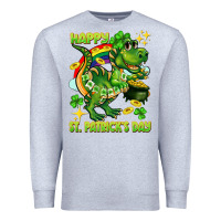 Heather Grey Happy St. Patrick's Day T-rex Premium Sweatshirt - CowGirlArtShop