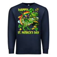 Navy Happy St. Patrick's Day T-rex Premium Sweatshirt - CowGirlArtShop