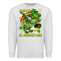 Oatmeal Heather Happy St. Patrick's Day T-rex Premium Sweatshirt - CowGirlArtShop