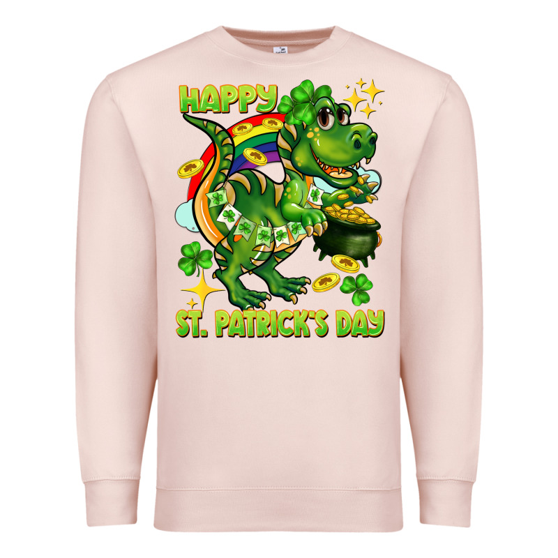 Happy St. Patrick's Day T-rex Premium Sweatshirt by CowGirlArtShop | Teevron