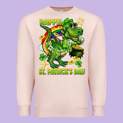 Happy St. Patrick's Day T-rex Premium Sweatshirt Designed By Cowgirlartshop