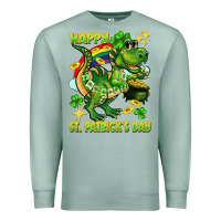 Seafoam Happy St. Patrick's Day T-rex Premium Sweatshirt - CowGirlArtShop