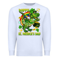 White Happy St. Patrick's Day T-rex Premium Sweatshirt - CowGirlArtShop
