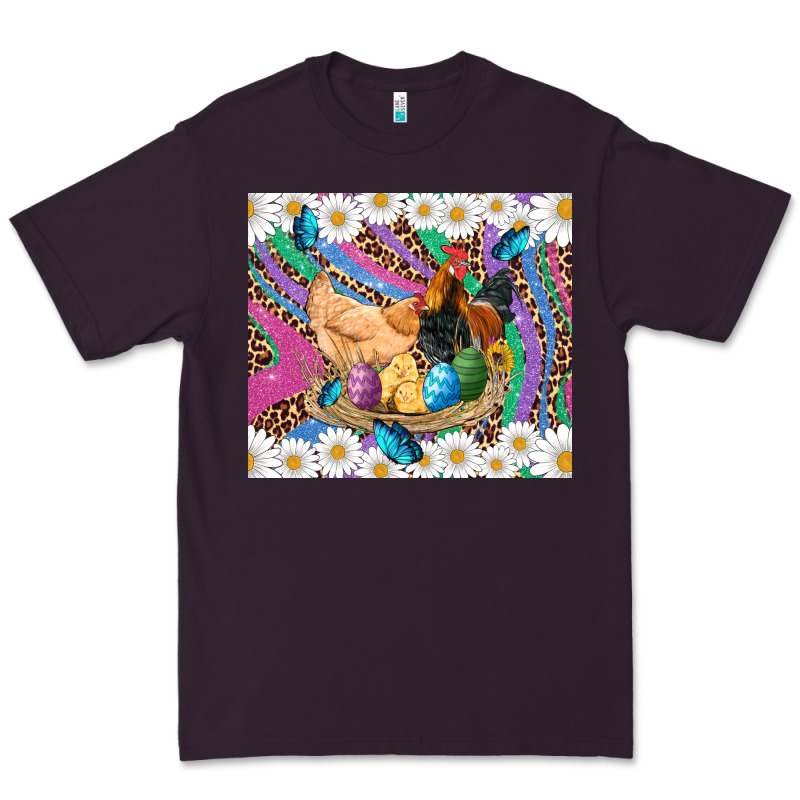 Easter Farm Chicken Chick Rooster Daisys Butterfly Sunflower Eggs Glit Premium Tee by Artiststas | Teevron