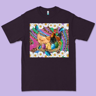 Easter Farm Chicken Chick Rooster Daisys Butterfly Sunflower Eggs Glit Premium Tee Designed By Artiststas