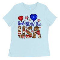 Baby Blue god bless the usa Ladies Tee - Artiststas