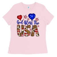 Bubblegum Pink god bless the usa Ladies Tee - Artiststas