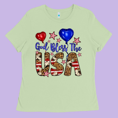 God Bless The Usa Ladies Tee Designed By Artiststas