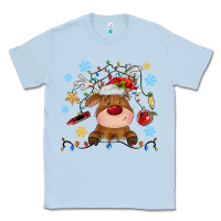 Dusty Blue christmas deer school Classic Tee - MaliasSmallBusiness