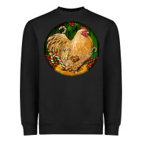 Black cochin rooster christmas Heavyweight Sweatshirt - LillyAllenDesigns