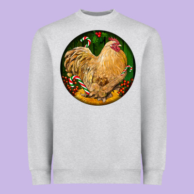Cochin Rooster Christmas Heavyweight Sweatshirt Designed By Lillyallendesigns