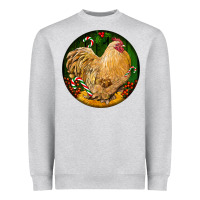 Heather Grey cochin rooster christmas Heavyweight Sweatshirt - LillyAllenDesigns
