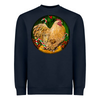 Navy cochin rooster christmas Heavyweight Sweatshirt - LillyAllenDesigns