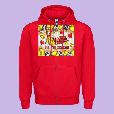 Tis' The Season Softball With Cowhide Tumbler Tbs Zipper Hoodie Designed By Tumblerdesignbyshophia
