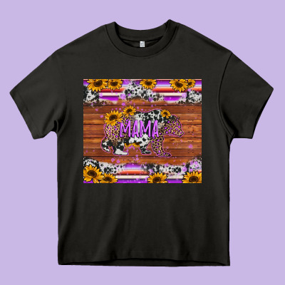 Mama Bear Sunflowers Purple Heavy Core Tee Designed By Jasminsmagicworld