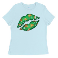 Baby Blue St. Patrick's Day Lip Ladies Tee - Jasminsmagicworld