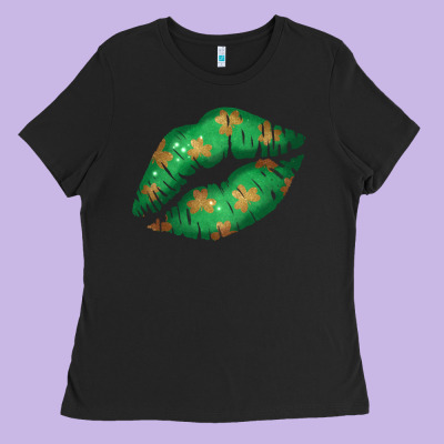 St. Patrick's Day Lip Ladies Tee Designed By Jasminsmagicworld
