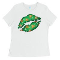 White St. Patrick's Day Lip Ladies Tee - Jasminsmagicworld
