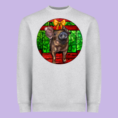 Christmas Pig Heavyweight Sweatshirt Designed By Lillyallendesigns