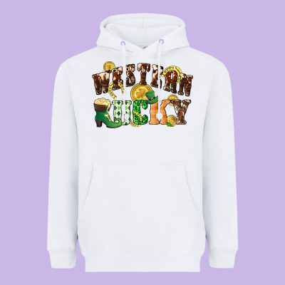 Western Lucky St. Patrick's Day Heavyweight Hoodie Designed By Cowgirlartshop