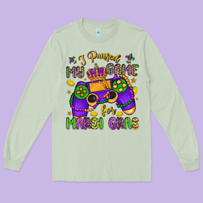 I Paused My Game For Mardi Gras Long Sleeve Tee Designed By Lillyallendesigns