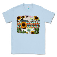 Dusty Blue Howdy Serape And Sunflower Classic Tee - RanaPortraitStore