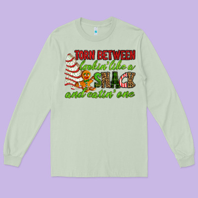 Torn Between Lookin' Like A Snack And Eatin' One Long Sleeve Tee Designed By Ranaportraitstore