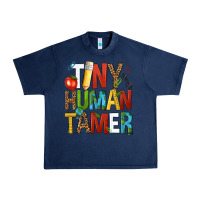 Navy tiny human tamer Urban Heavy Tee - NancyCooperArtShop