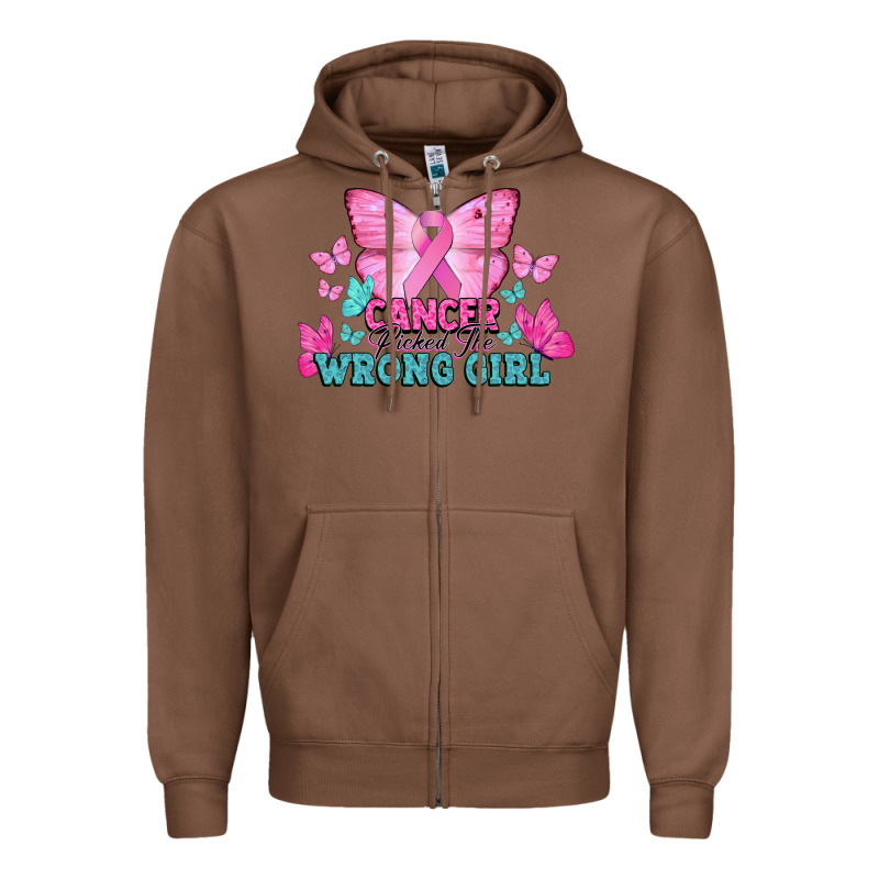 Cancer Picked The Wrong Girl Cancer Awareness Zipper Hoodie by HowdyJamesFarm | Teevron