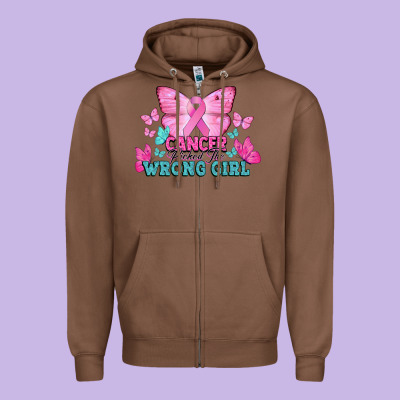 Cancer Picked The Wrong Girl Cancer Awareness Zipper Hoodie Designed By Howdyjamesfarm