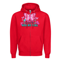 Red Cancer picked the wrong girl Cancer Awareness Zipper Hoodie - HowdyJamesFarm
