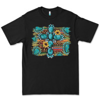 Black western gemstone cross sunflowers serape leopard glitter Premium Tee - Artiststas