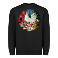 Black leghorn rooster christmas ornament Heavyweight Sweatshirt - LillyAllenDesigns