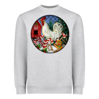 Heather Grey leghorn rooster christmas ornament Heavyweight Sweatshirt - LillyAllenDesigns