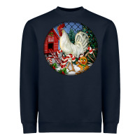 Navy leghorn rooster christmas ornament Heavyweight Sweatshirt - LillyAllenDesigns