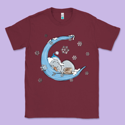 Snowman And Moon Classic Tee Designed By Maliassmallbusiness