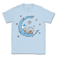 Dusty Blue snowman and moon Classic Tee - MaliasSmallBusiness