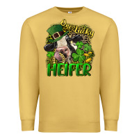 Antique Gold One lucky Heifer Premium Sweatshirt - CowGirlArtShop