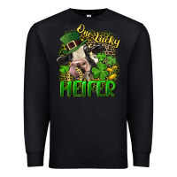 Black One lucky Heifer Premium Sweatshirt - CowGirlArtShop