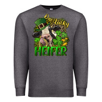 Charcoal Heather One lucky Heifer Premium Sweatshirt - CowGirlArtShop