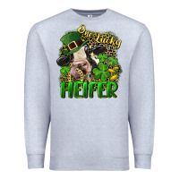 Heather Grey One lucky Heifer Premium Sweatshirt - CowGirlArtShop