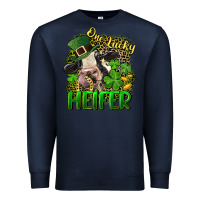 Navy One lucky Heifer Premium Sweatshirt - CowGirlArtShop