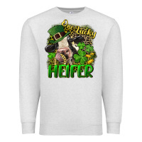 Oatmeal Heather One lucky Heifer Premium Sweatshirt - CowGirlArtShop